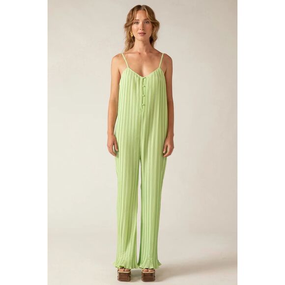 RUE STIIC Ida Pleated Jumpsuit Patina Green NWT Sz XS - Picture 2 of 6